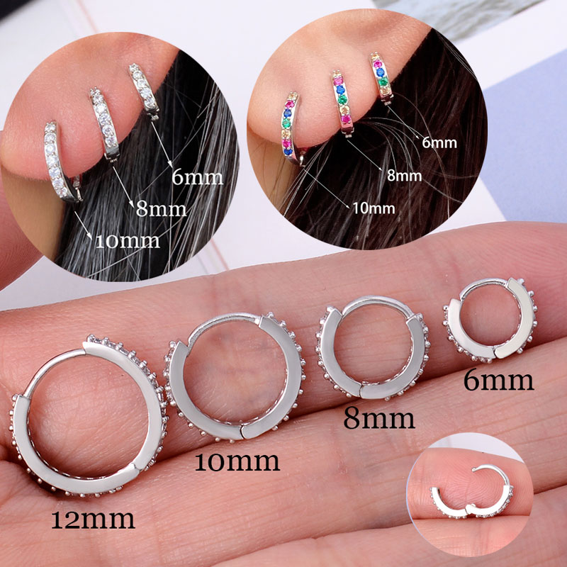 Conch Earring Hoop - Arcobaleno CZ Huggies Orecchini a cerchio