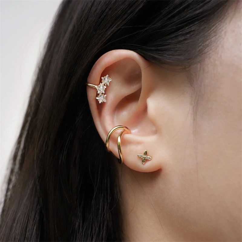 1 pz moda stella CZ zircone or - Conch Earring Hoop recensione e prezzo